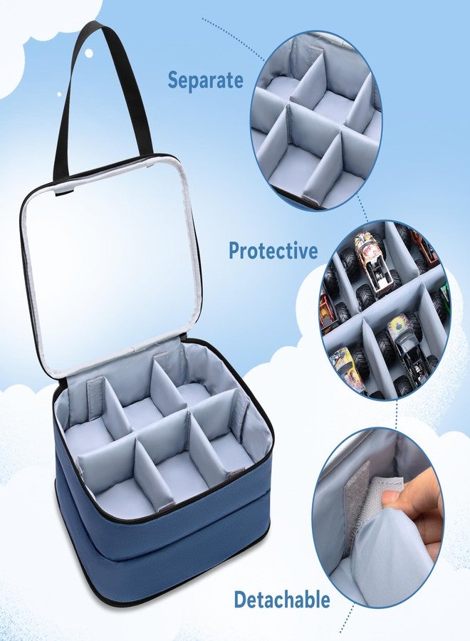 لوكسجا حقيبة تخزين مزدوجة الطبقات من لوكسجا، متوافقة مع شاحنات هوت ويلز مونستر بمقياس 1:64، حقيبة حمل من مادة PVC لشاحنات مونستر جام، تتسع لما يصل إلى 14 سيارة لعبة لهواة الجمع، لون أزرق - Image 2